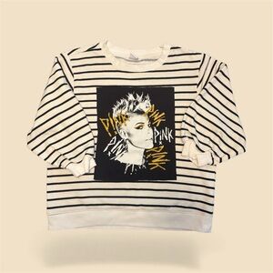 Amazon Essentials Upcycled Black and White Striped Sweatshirt